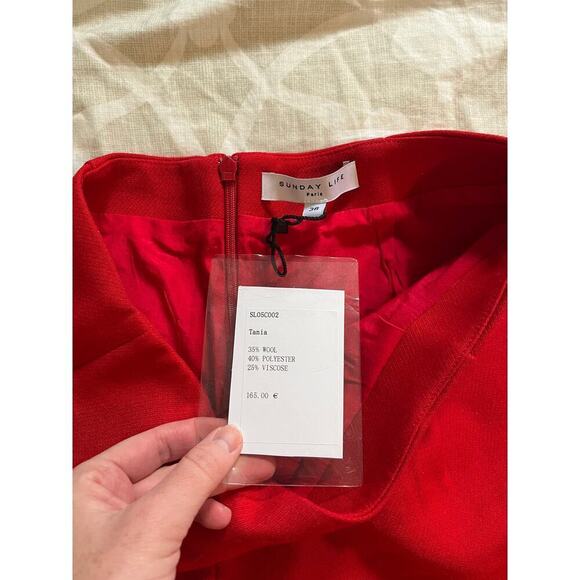 Sunday life Paris Tania red wool blend shorts women’s 38 (small) - Picture 6 of 12